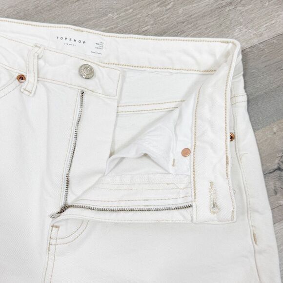TopShop High Rise Raw Hem Cropped Straight Leg Jeans White Ivory 28 Tall - Picture 9 of 15